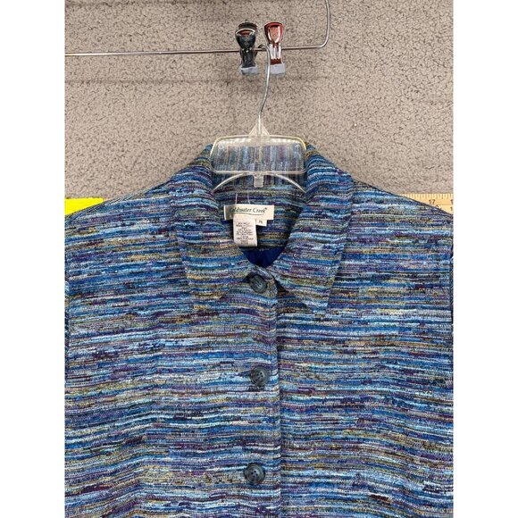 Coldwater Creek Blazer Jacket Women's Size PL Blue Striped Tweed Texture - Picture 2 of 11